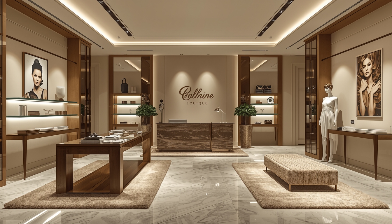 Luxury boutique interior with elegant displays